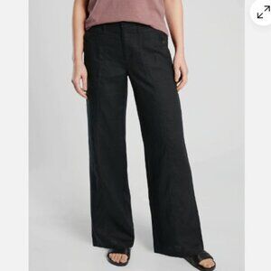 Athleta Women's Cabo Retreat Black Linen Wide Pants Size 8